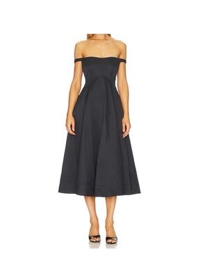 NWT Free People x Revolve Alinda Dress Black Off The Shoulder Midi size 6